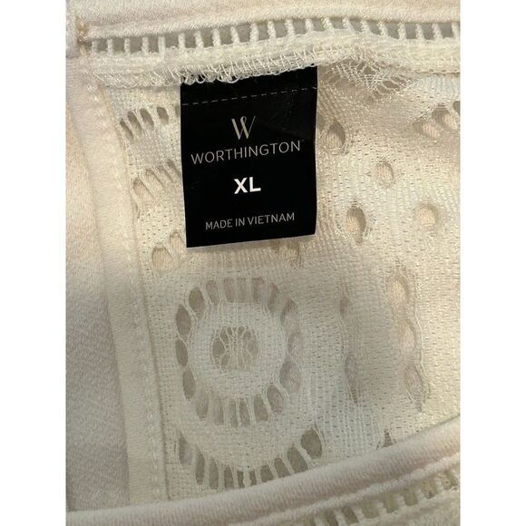 Worthington Women's Size XL Short Sleeve Top Shirt Blouse Off-white - Picture 4 of 5